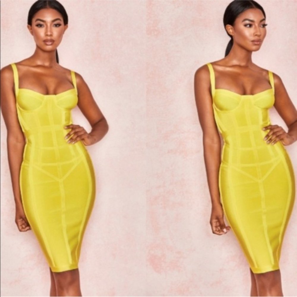 Yellow house of CB bandage dress